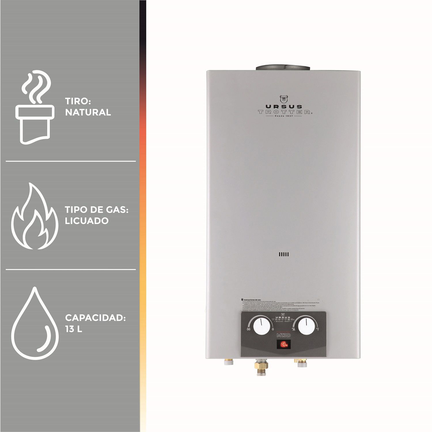Calefont Ursus Trotter Komfortek UT M13-D GL / Tiro Natural / Gas Licuado  / 13 Litros image number 4.0